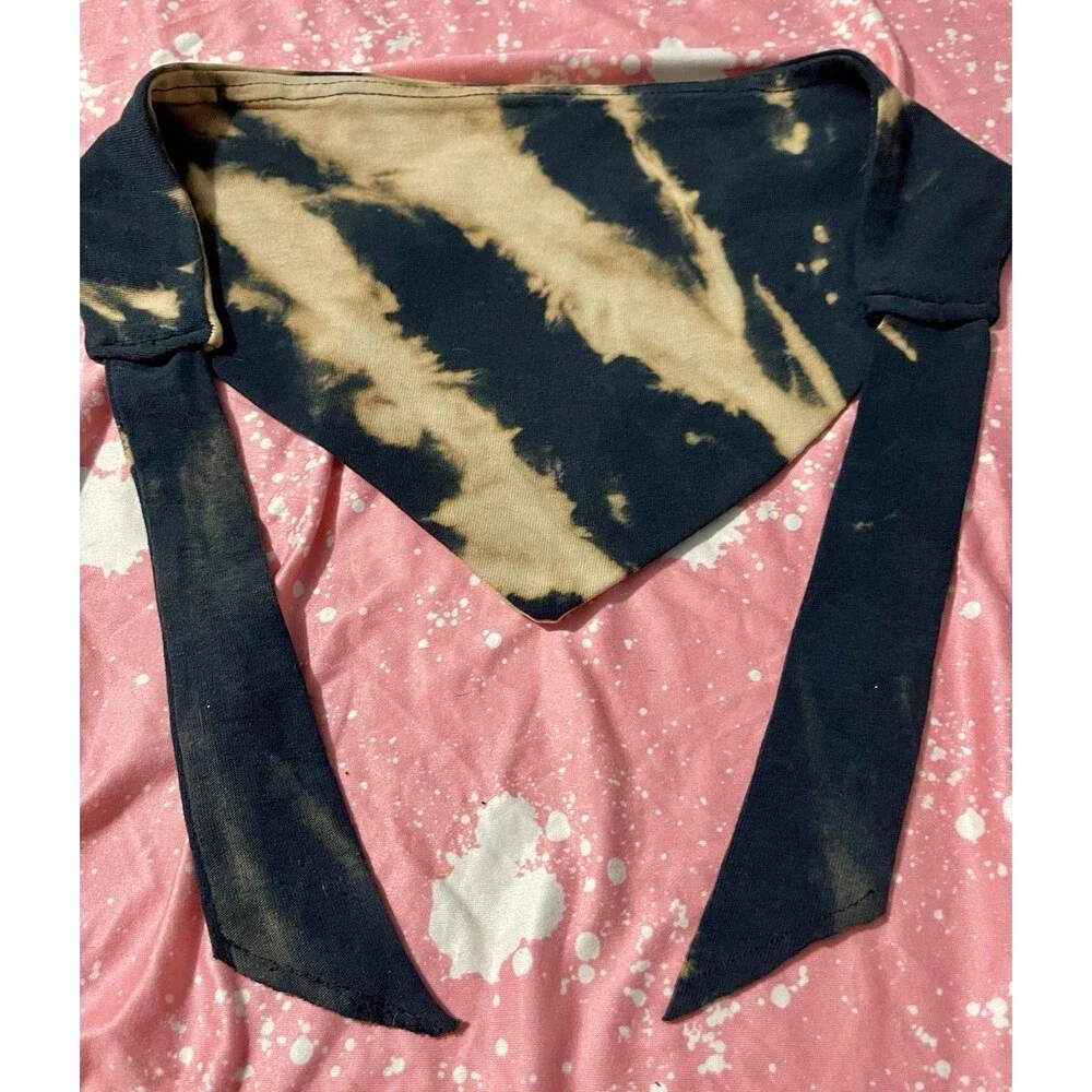 Maker's Mark Bourbon Football Bleach Tie-Dye Tie-On Dog Bandana Upcycled SzM/L